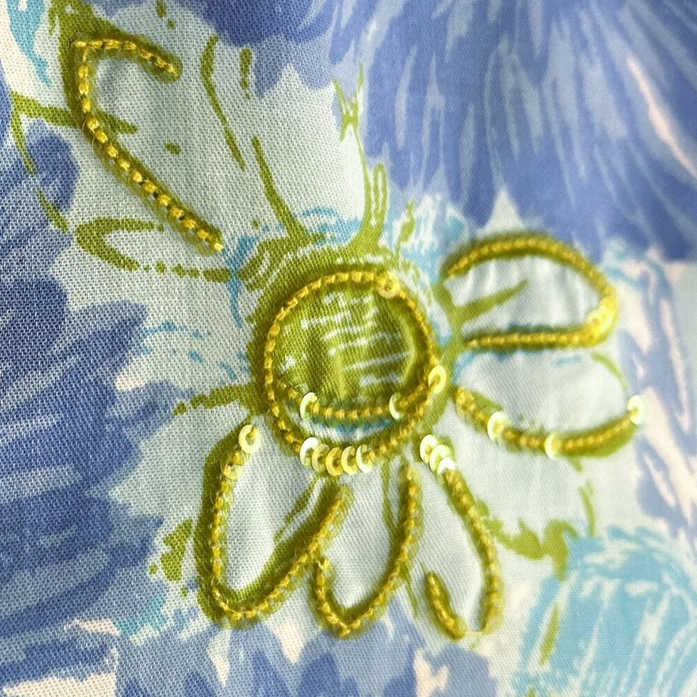 Talbots Blue Green Floral Tunic Blouse - Picture 6 of 7
